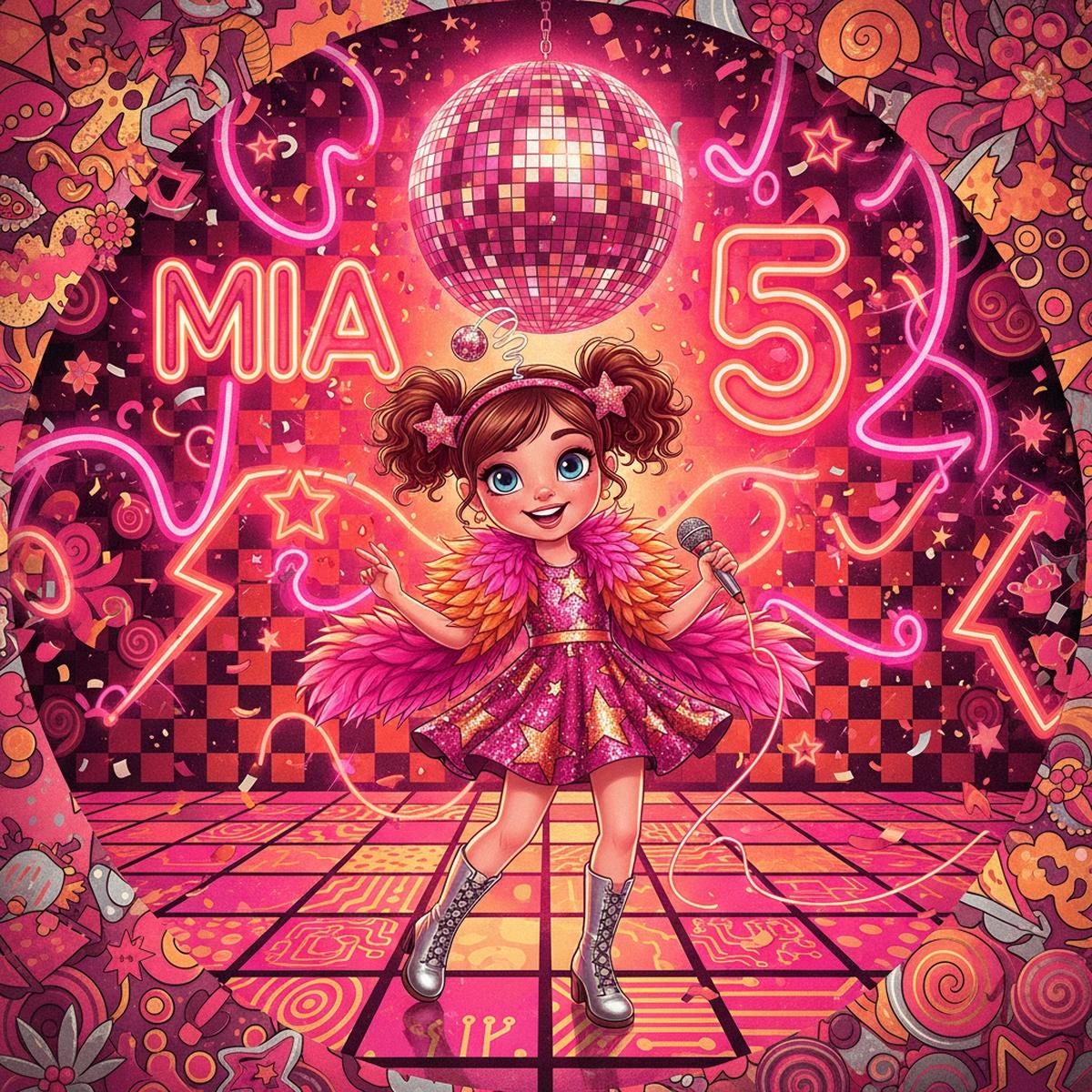 Mia's Disco party design in Maximalism style