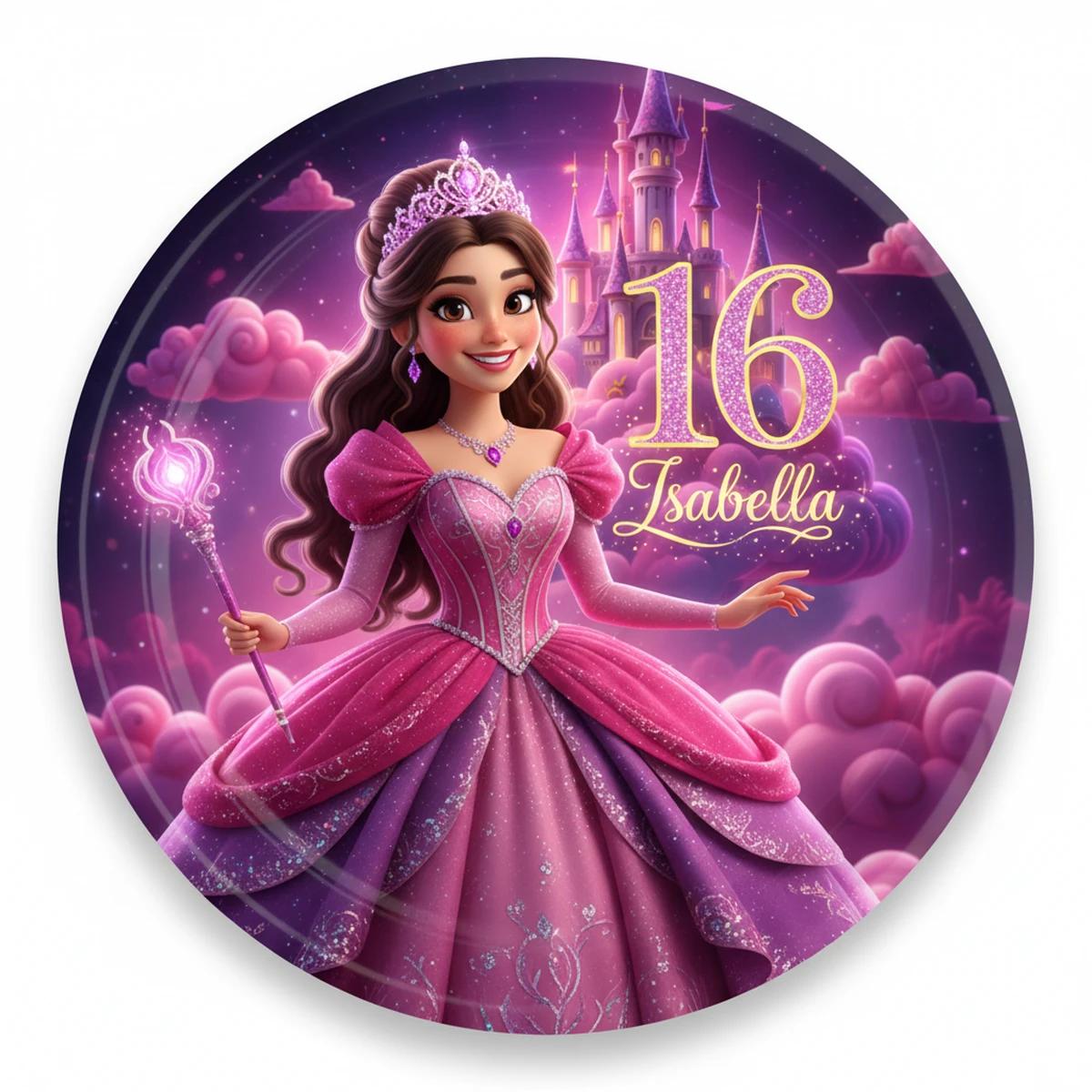 Isabella's Princess party design in 3D Render style